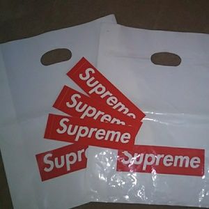 2 supreme bags 3 stickers